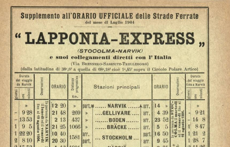 L'orario originale del Lapponia Express