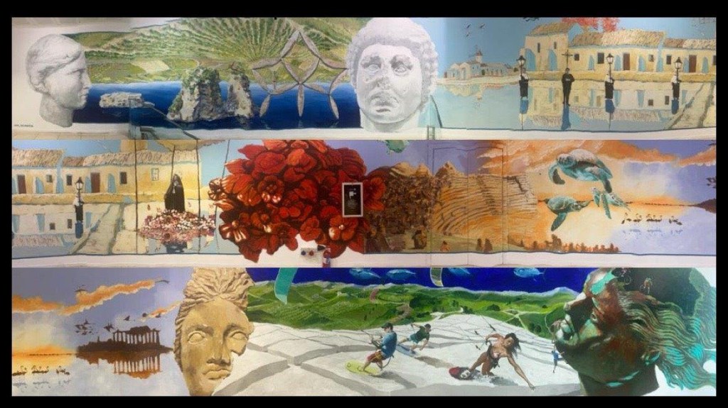 L'arte di Igor Scalisi Palminteri all'aeroporto di Trapani: "Ossimoro", il murale che racchiude il territorio