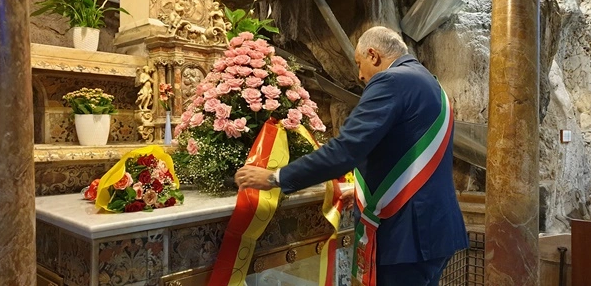 Roberto Lagalla al Santuario di Santa Rosalia.
