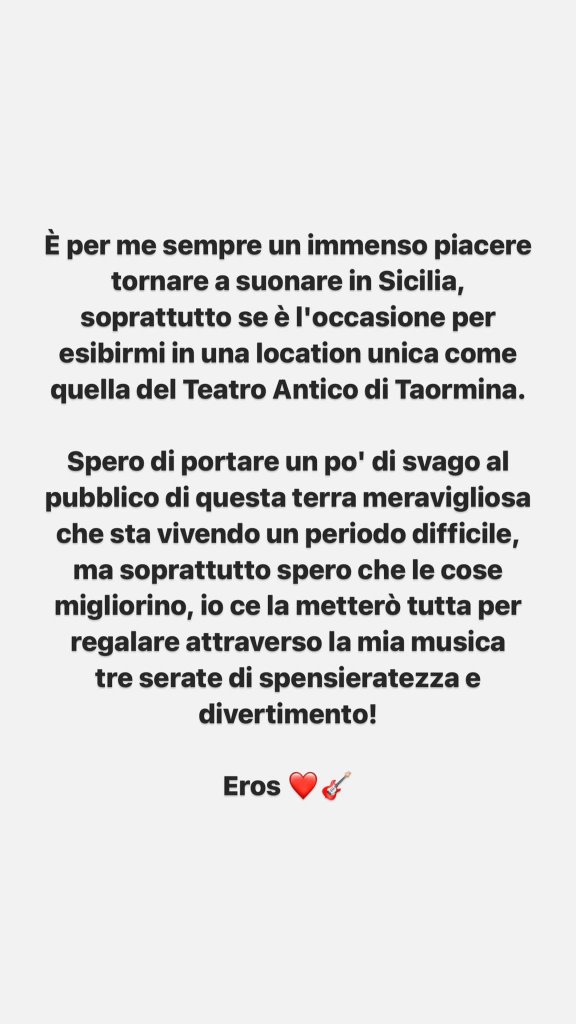 Il messaggio di Eros Ramazzotti