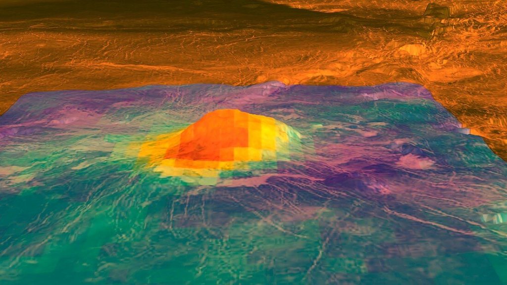 Idunn Mons mostrato nei dati radar della sonda Magellano - Credits Esa/Nasa/Jpl
