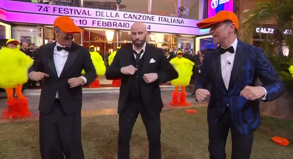 Fiorello, John Travolta e Amadeus Fiorello, John Travolta e Amadeus